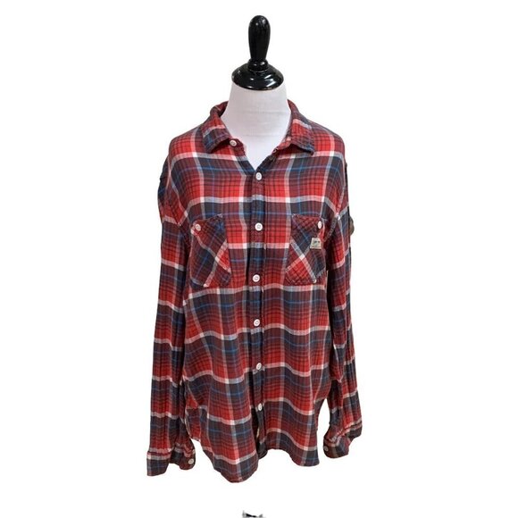 Ralph Lauren Denim & Supply Men's Button Down Shirt L Large Flannel Plaid Red - Picture 1 of 7